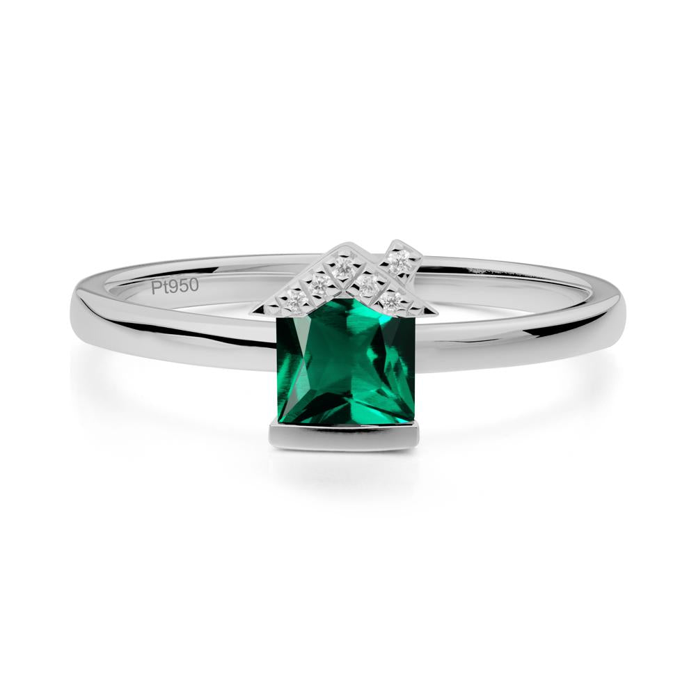 Bezel Set Princess Cut Emerald Ring - LUO Jewelry #metal_platinum