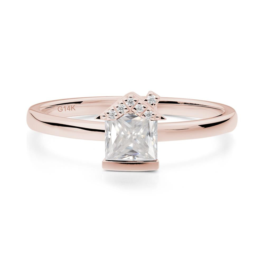 Creative Princess Cut Moissanite Ring - LUO Jewelry #metal_14k rose gold