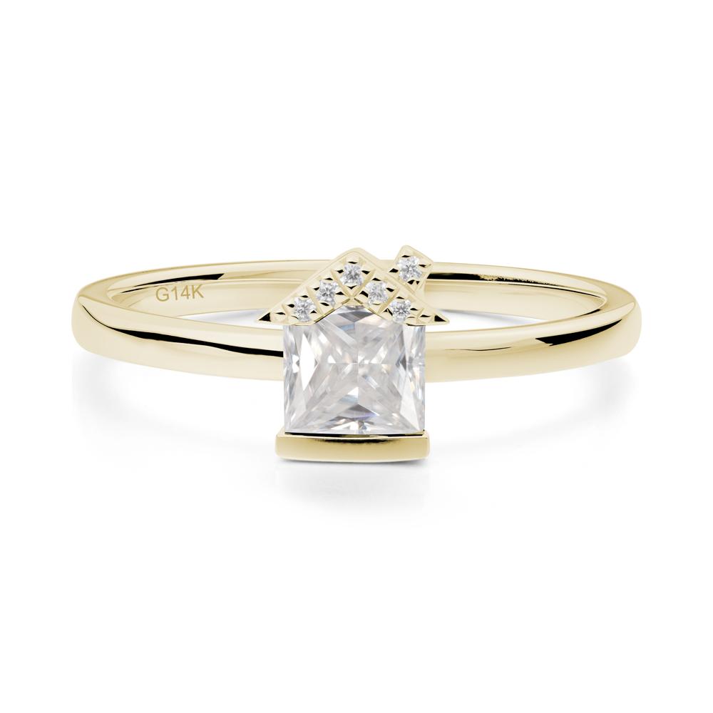 Creative Princess Cut Moissanite Ring - LUO Jewelry #metal_14k yellow gold