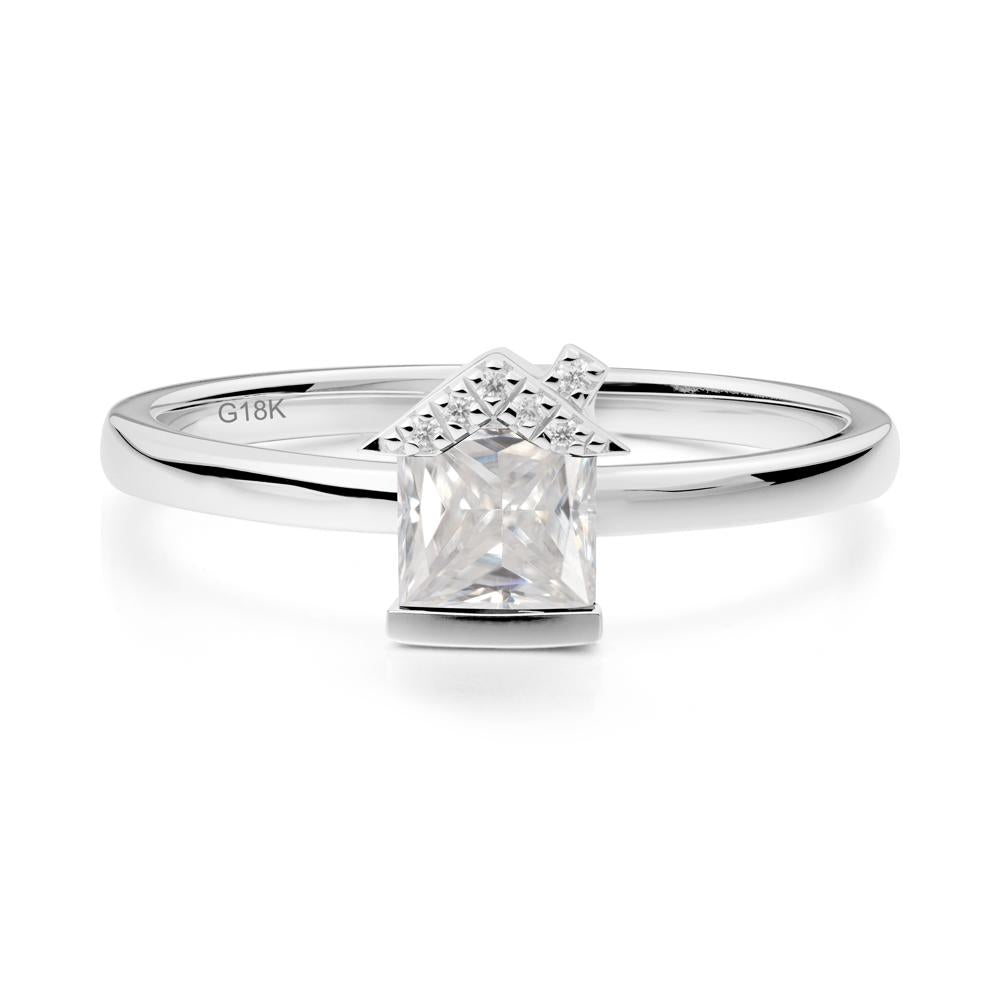 Creative Princess Cut Moissanite Ring - LUO Jewelry #metal_18k white gold