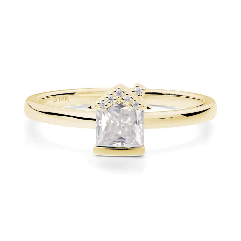 Creative Princess Cut Moissanite Ring - LUO Jewelry #metal_18k yellow gold