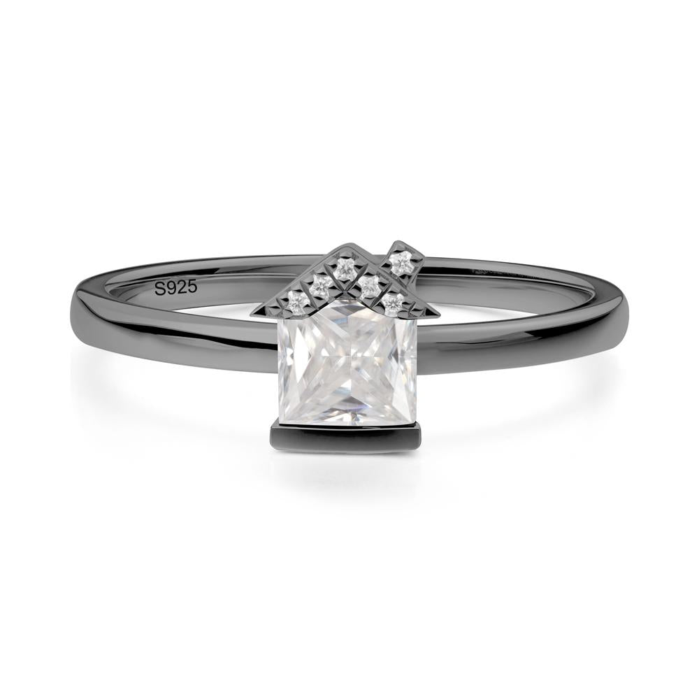 Creative Princess Cut Moissanite Ring - LUO Jewelry #metal_black finish sterling silver