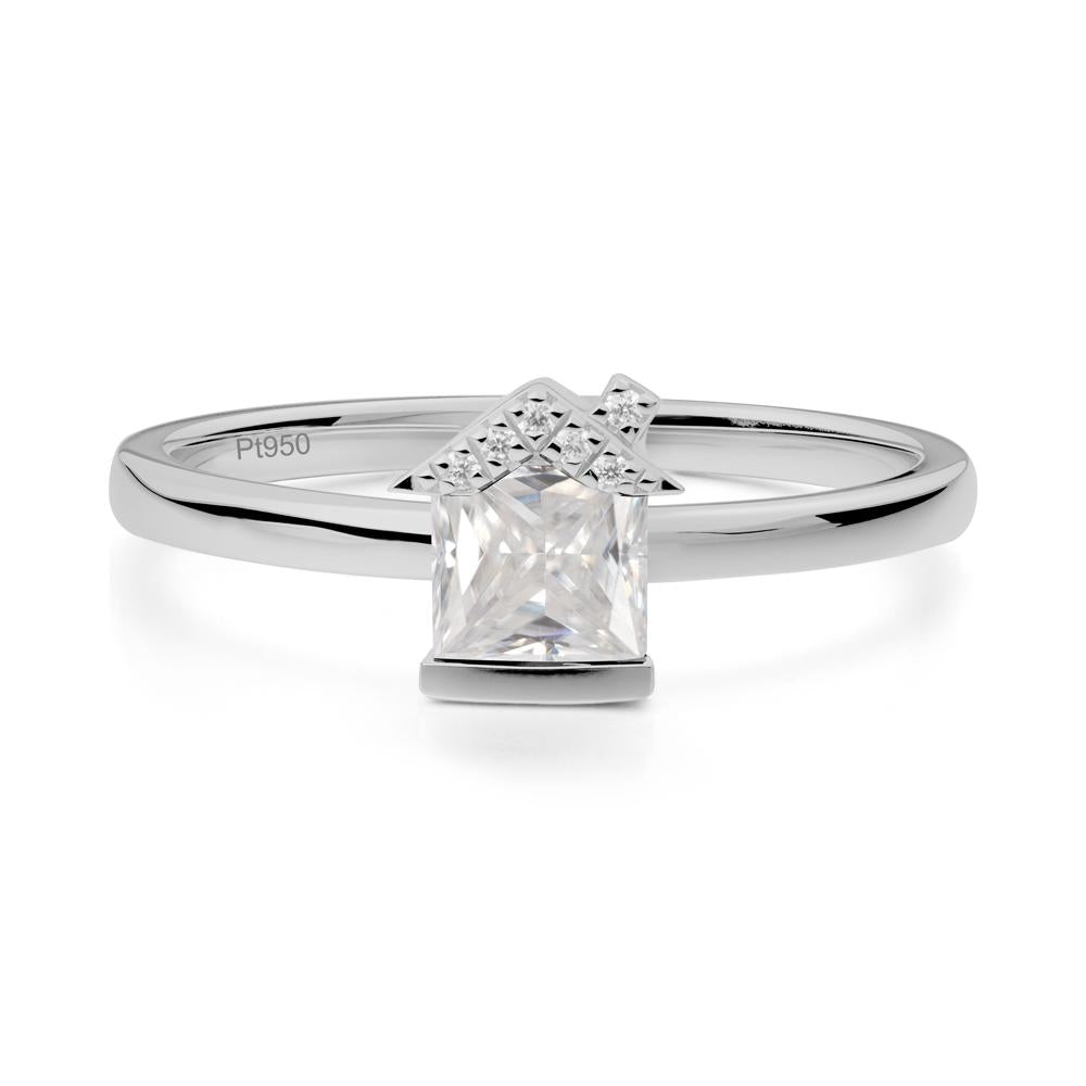 Creative Princess Cut Moissanite Ring - LUO Jewelry #metal_platinum