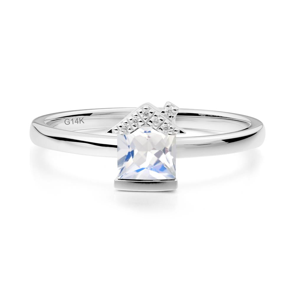 Creative Princess Cut Moonstone Ring - LUO Jewelry #metal_14k white gold