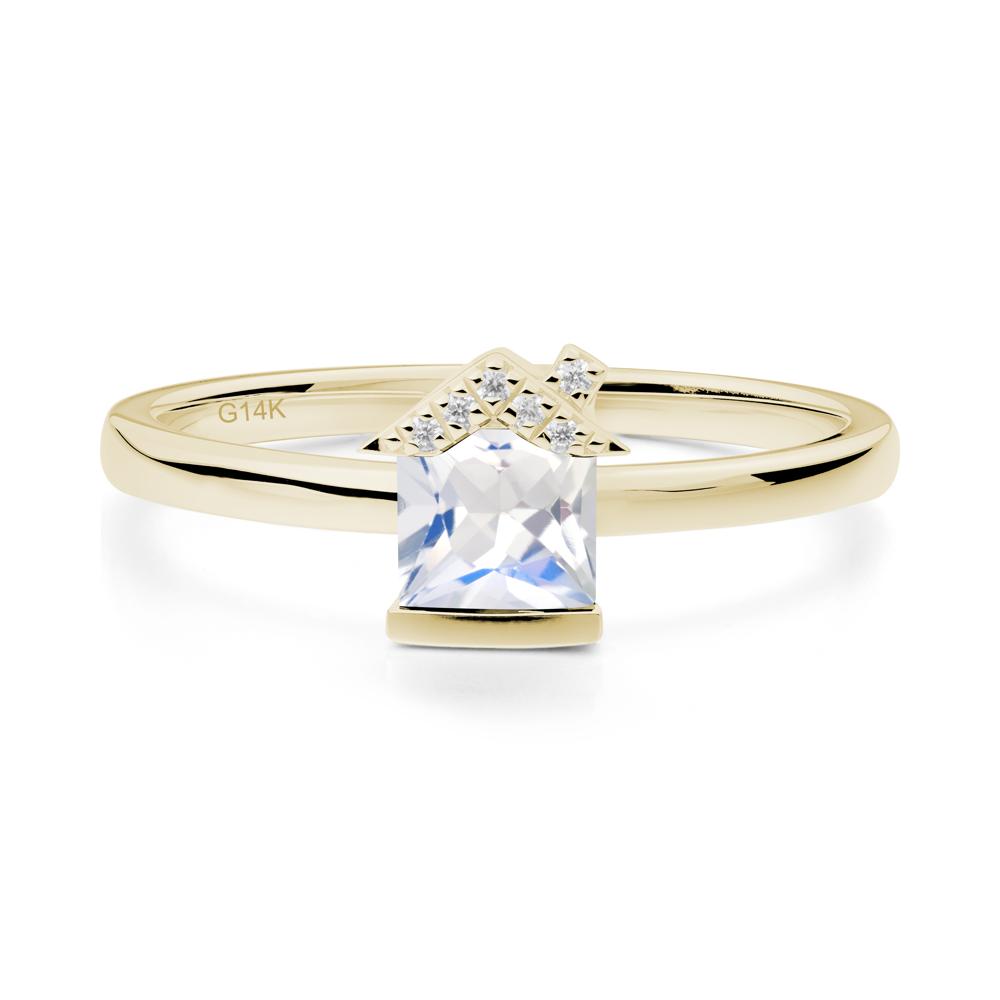 Creative Princess Cut Moonstone Ring - LUO Jewelry #metal_14k yellow gold