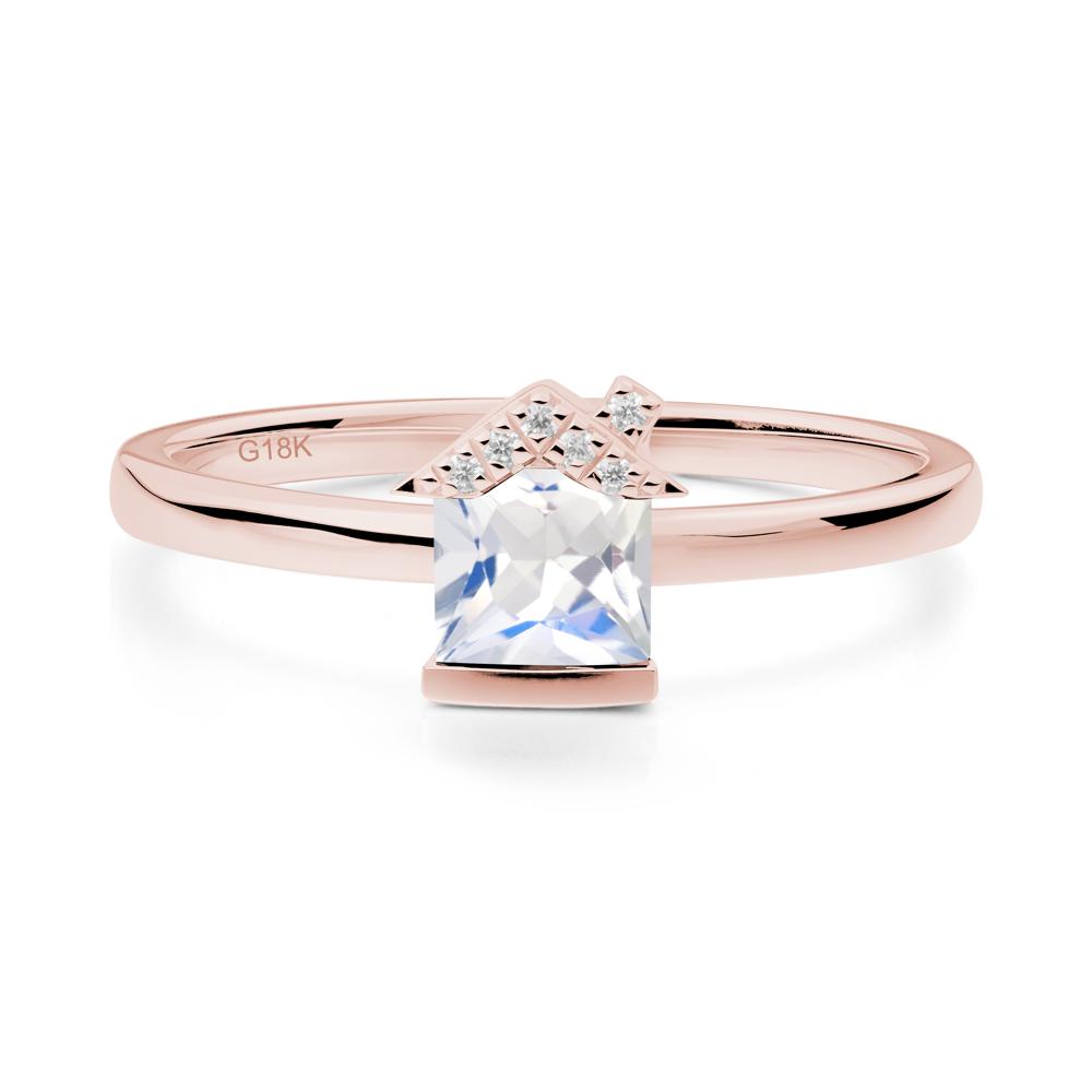 Creative Princess Cut Moonstone Ring - LUO Jewelry #metal_18k rose gold