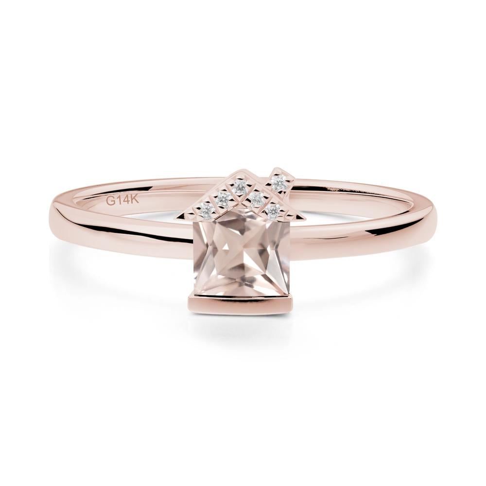 Bezel Set Princess Cut Morganite Ring - LUO Jewelry #metal_14k rose gold