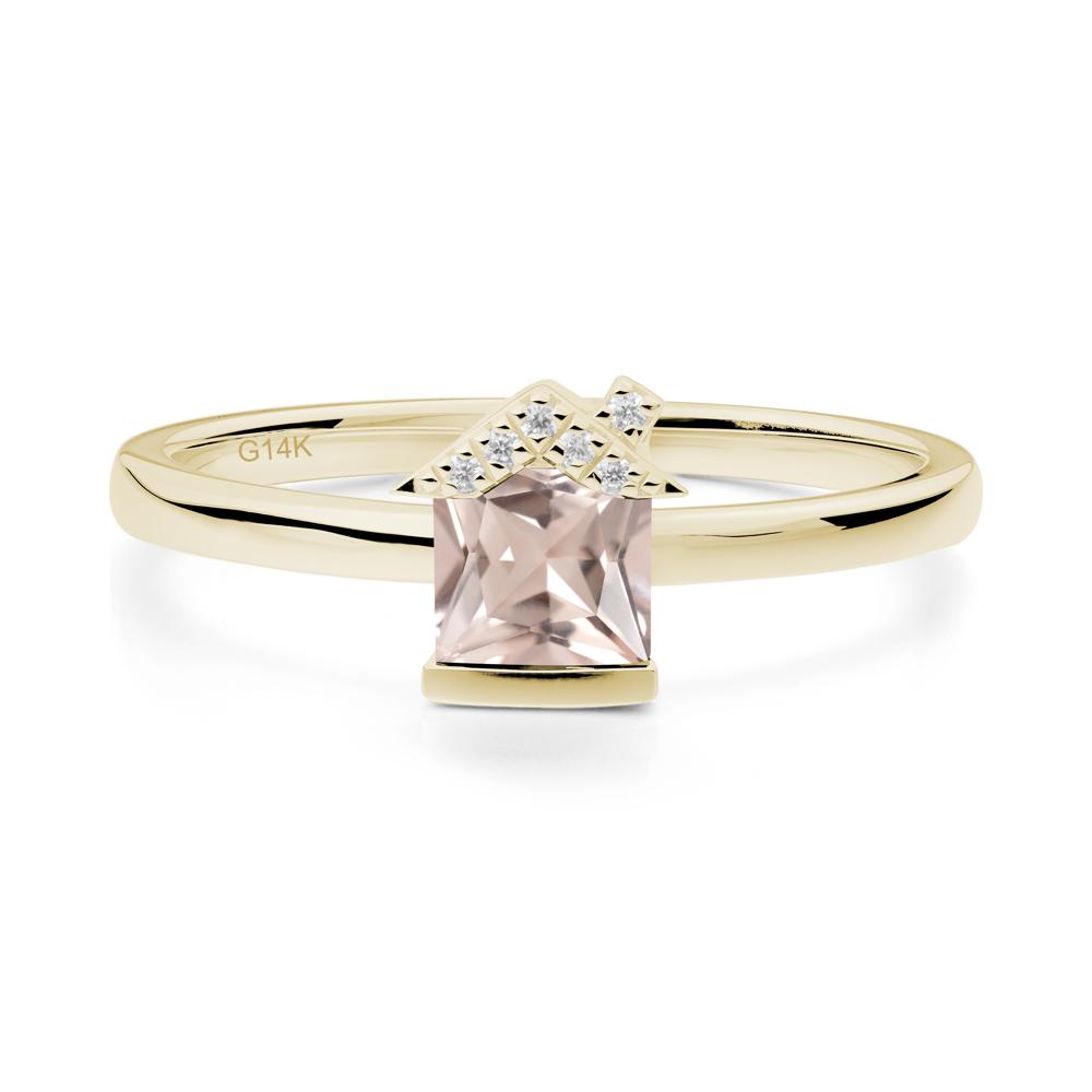 Bezel Set Princess Cut Morganite Ring - LUO Jewelry #metal_14k yellow gold