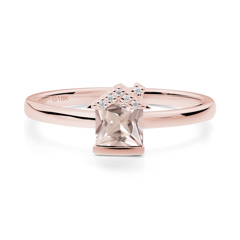 Bezel Set Princess Cut Morganite Ring - LUO Jewelry #metal_18k rose gold