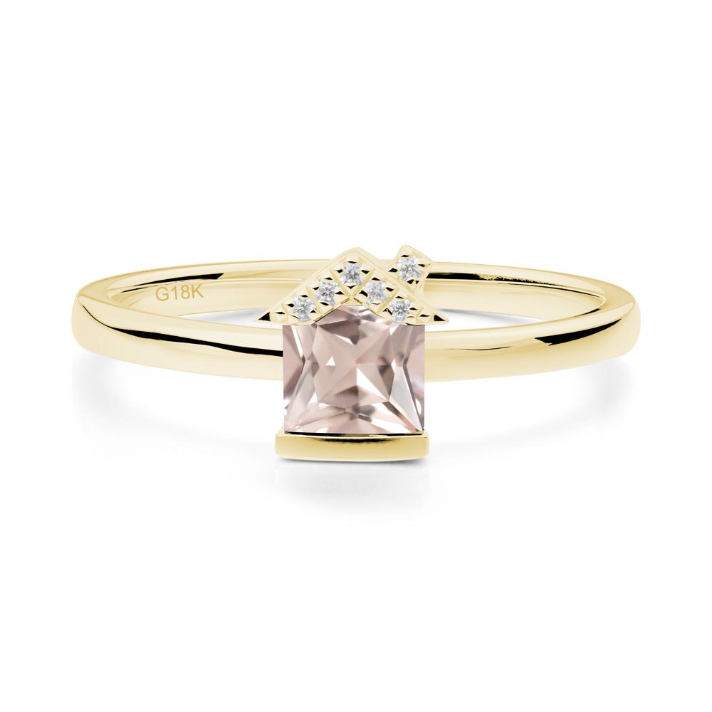 Bezel Set Princess Cut Morganite Ring - LUO Jewelry #metal_18k yellow gold