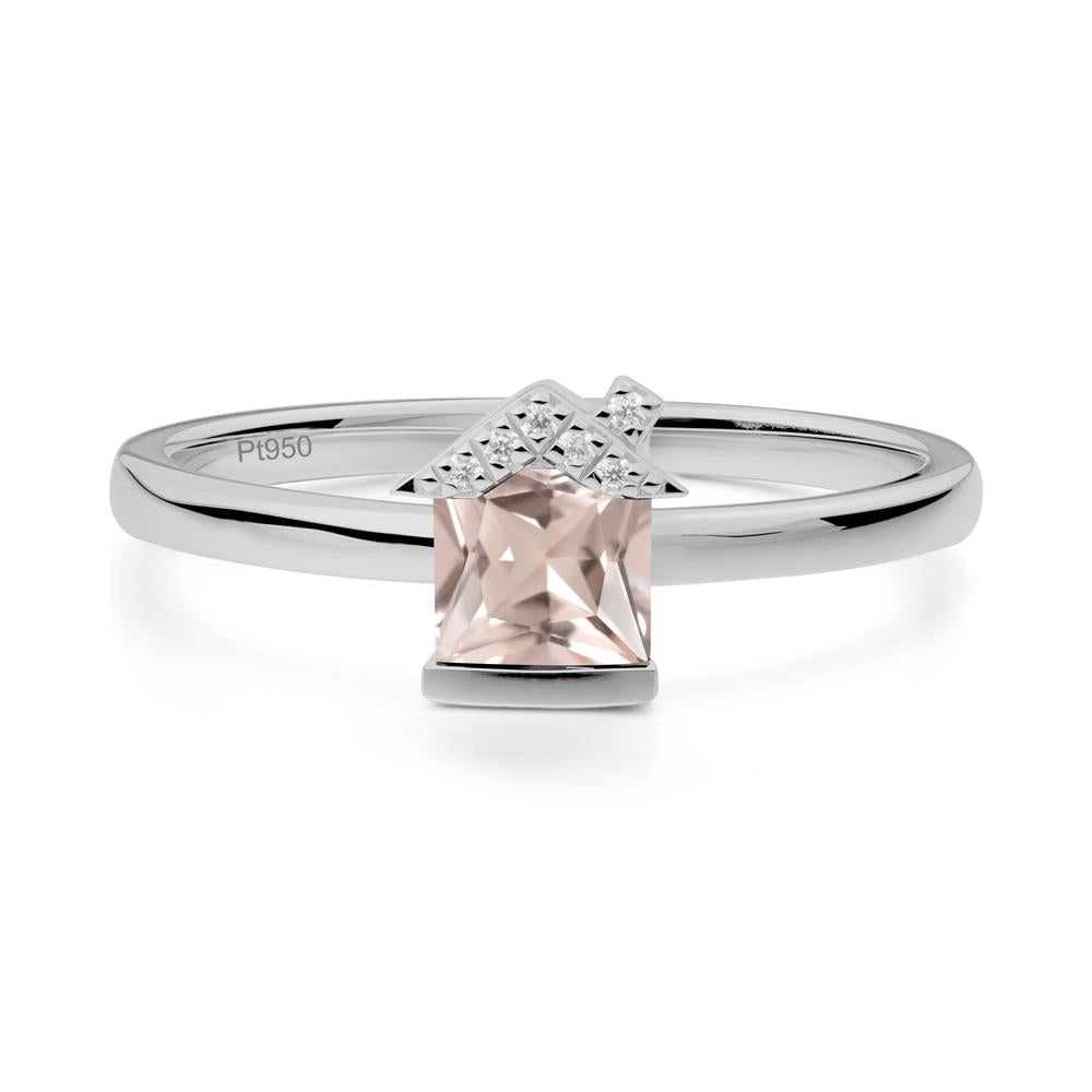 Bezel Set Princess Cut Morganite Ring - LUO Jewelry #metal_platinum