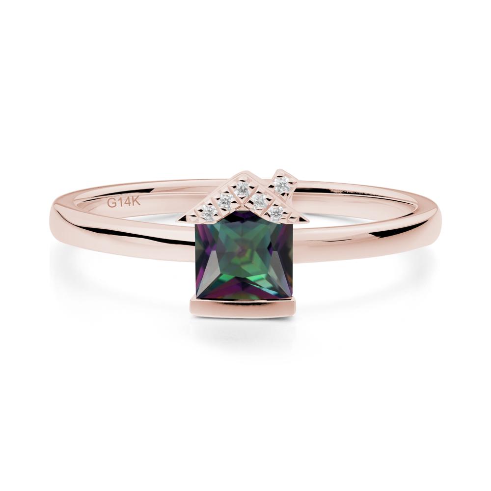 Creative Princess Cut Mystic Topaz Ring - LUO Jewelry #metal_14k rose gold