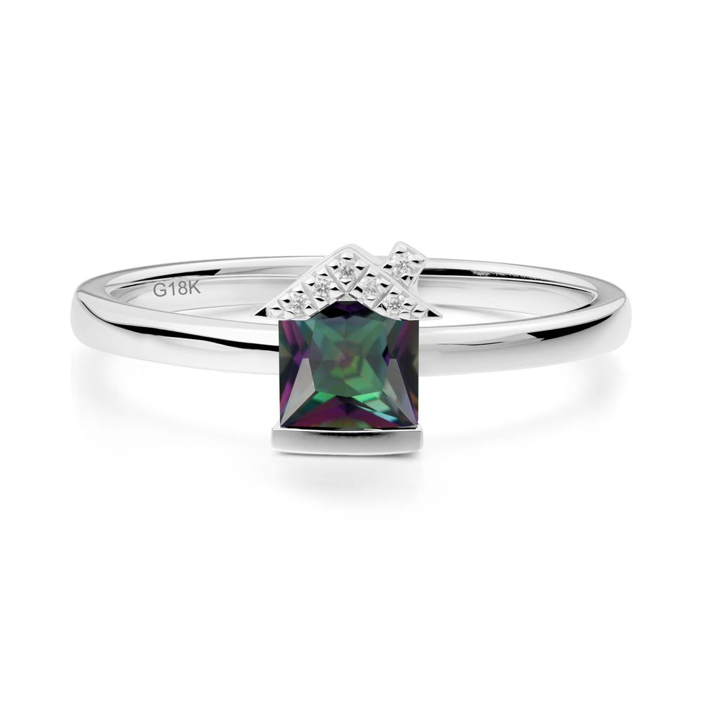 Creative Princess Cut Mystic Topaz Ring - LUO Jewelry #metal_18k white gold
