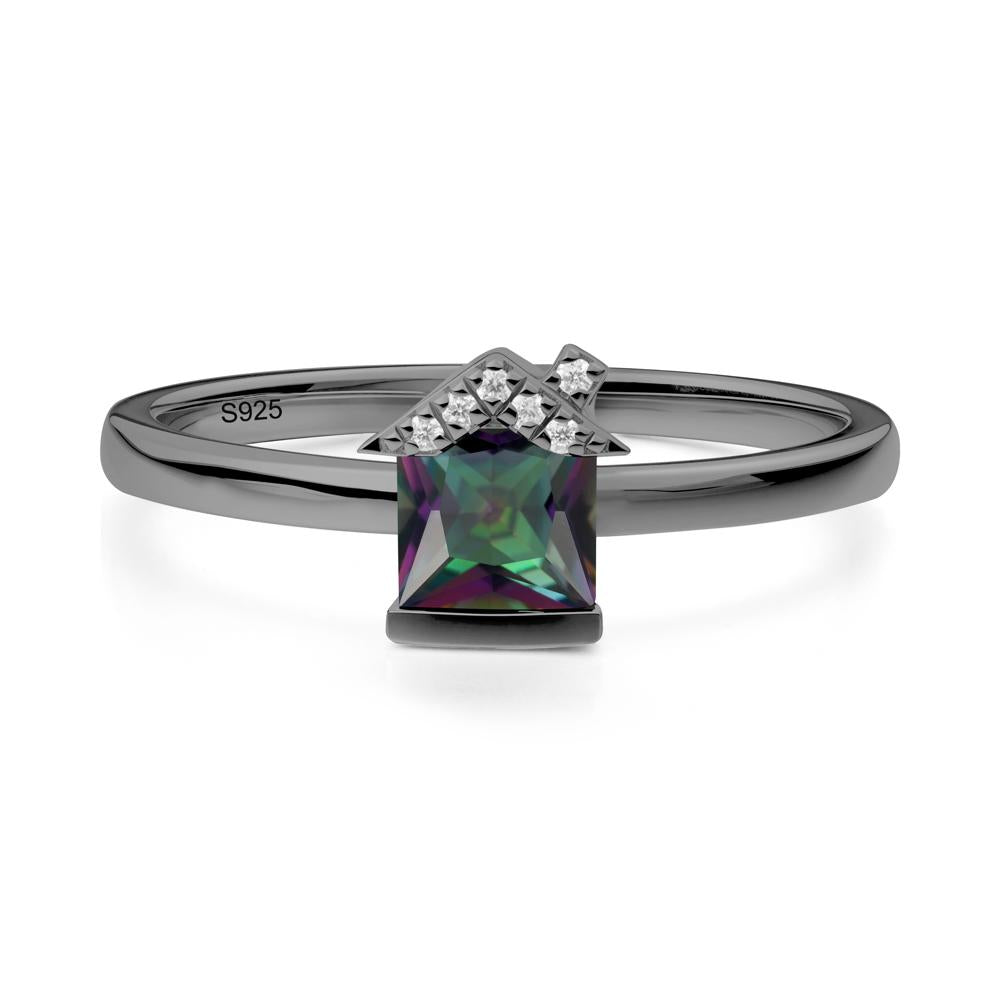 Creative Princess Cut Mystic Topaz Ring - LUO Jewelry #metal_black finish sterling silver