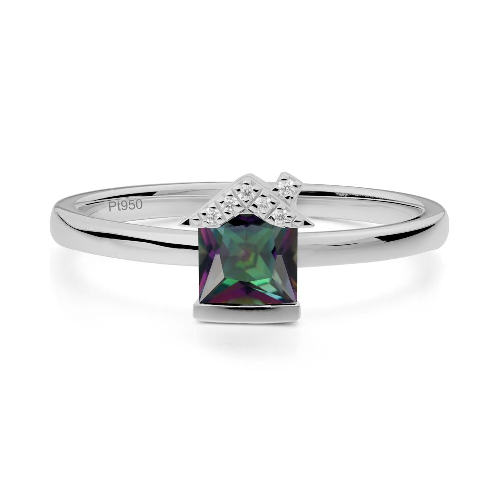 Creative Princess Cut Mystic Topaz Ring - LUO Jewelry #metal_platinum