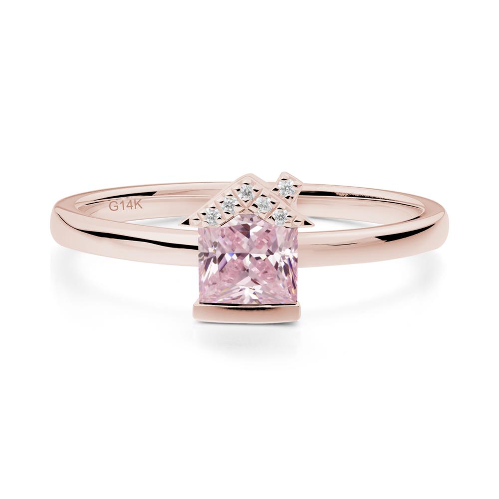 Creative Princess Cut Pink Cubic Zirconia Ring - LUO Jewelry #metal_14k rose gold