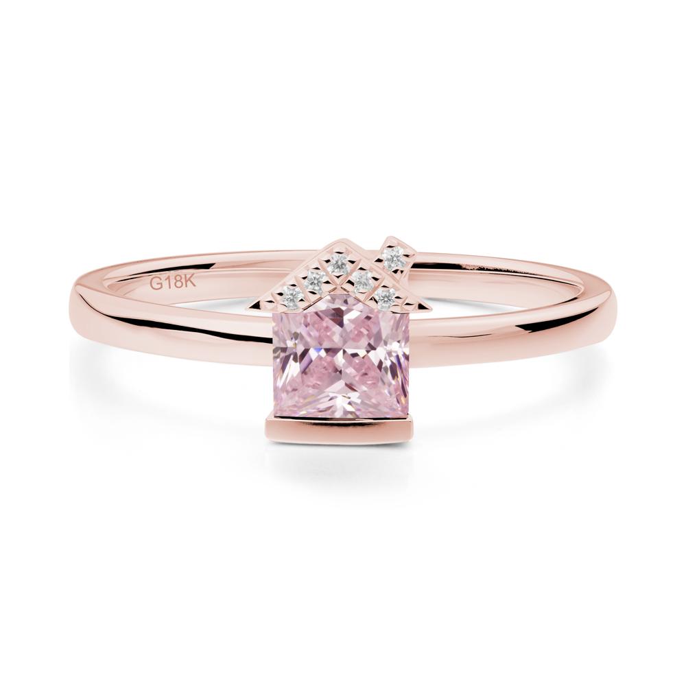 Creative Princess Cut Pink Cubic Zirconia Ring - LUO Jewelry #metal_18k rose gold