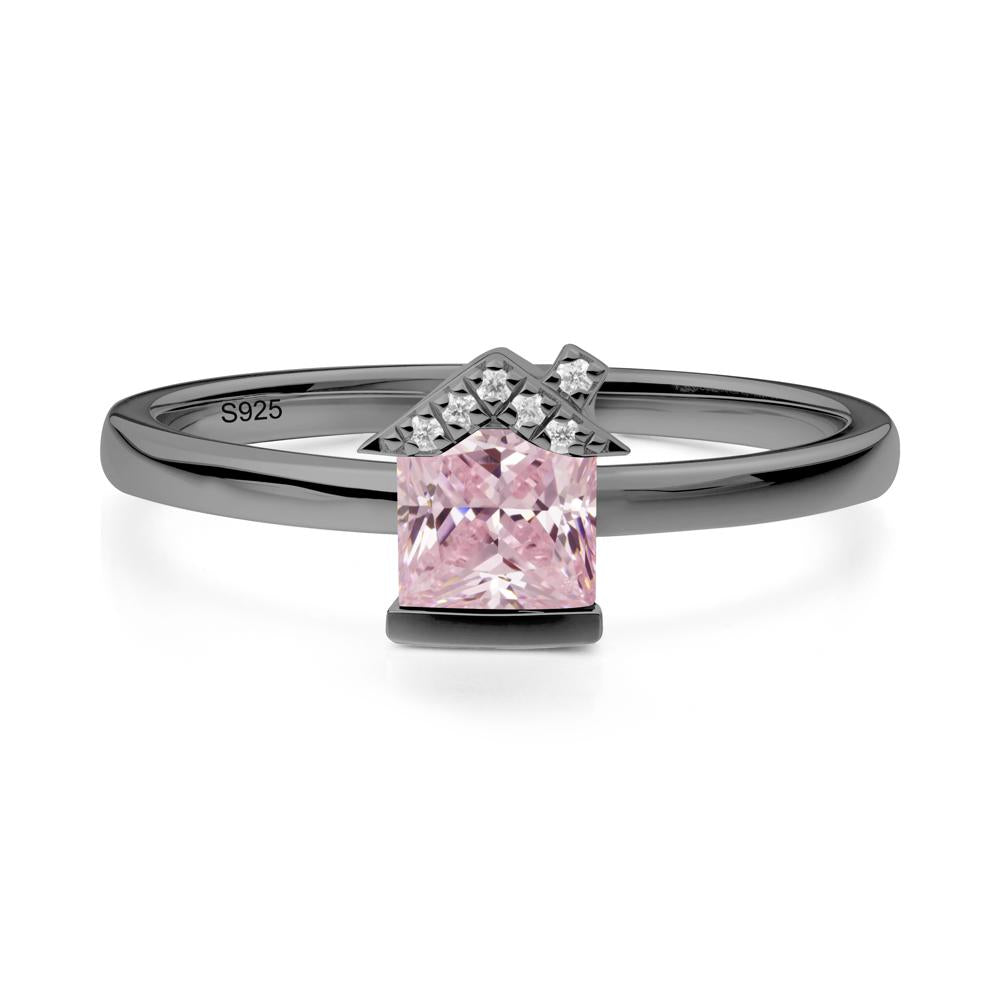 Creative Princess Cut Pink Cubic Zirconia Ring - LUO Jewelry #metal_black finish sterling silver