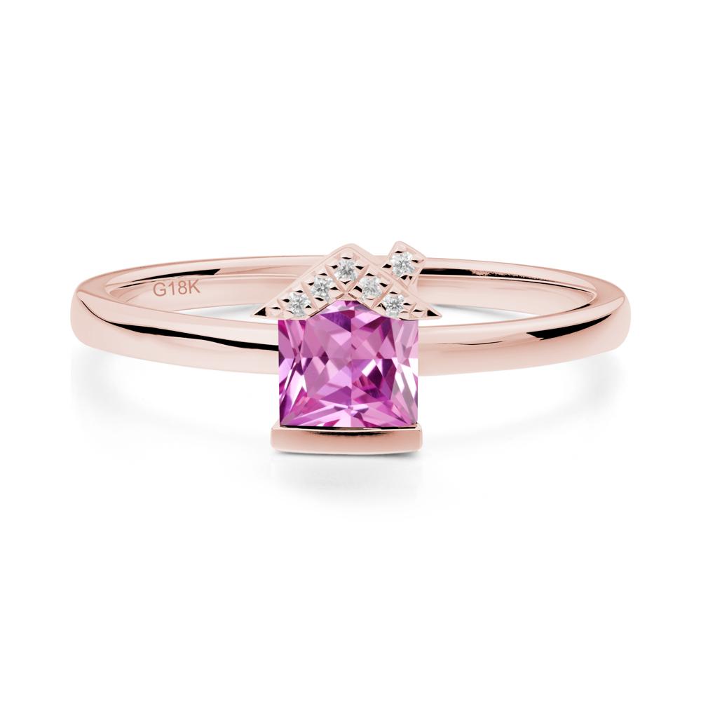 Bezel Set Princess Cut Pink Sapphire Ring - LUO Jewelry #metal_18k rose gold