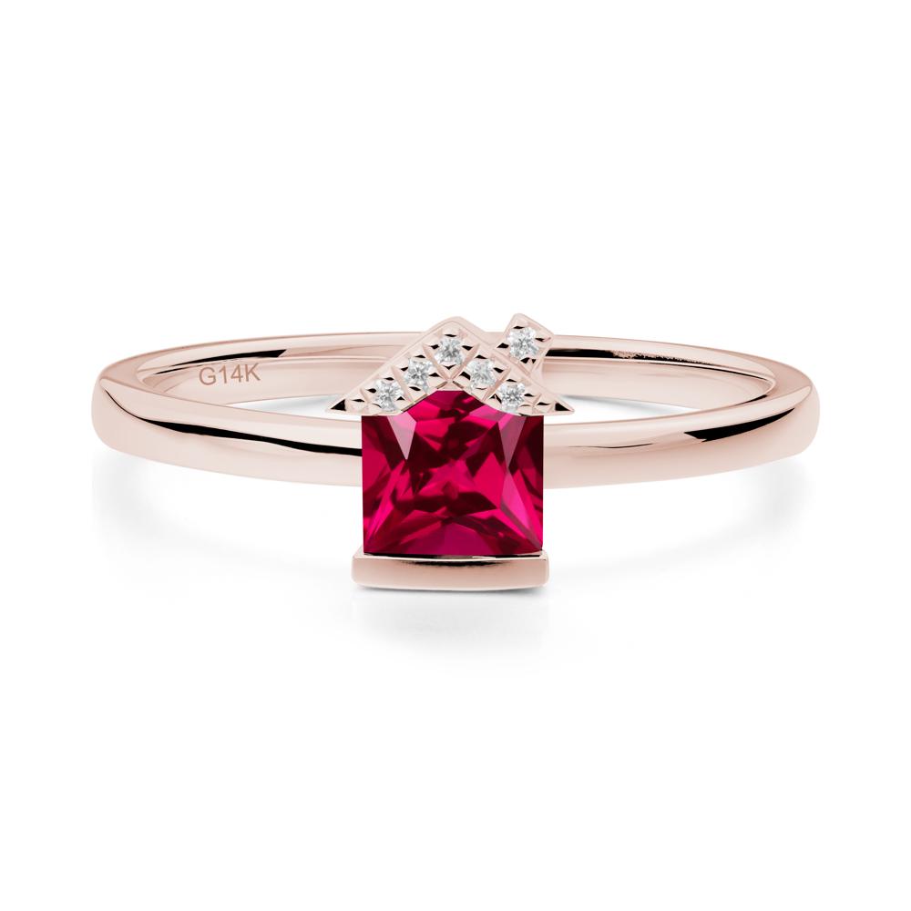 Creative Princess Cut Ruby Ring - LUO Jewelry #metal_14k rose gold