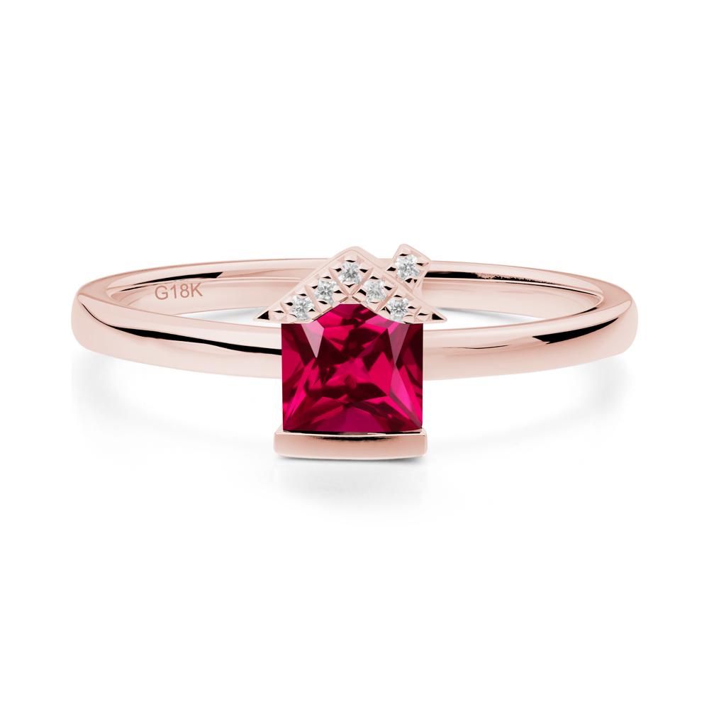 Creative Princess Cut Ruby Ring - LUO Jewelry #metal_18k rose gold