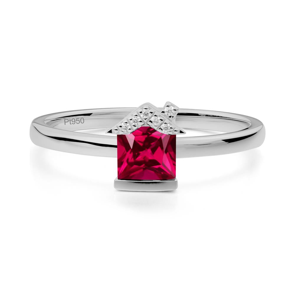 Creative Princess Cut Ruby Ring - LUO Jewelry #metal_platinum