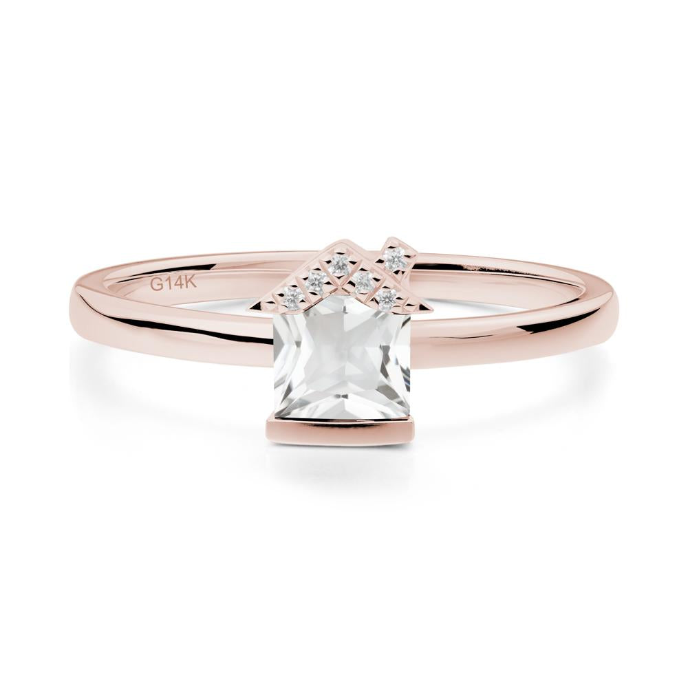 Creative Princess Cut White Topaz Ring - LUO Jewelry #metal_14k rose gold