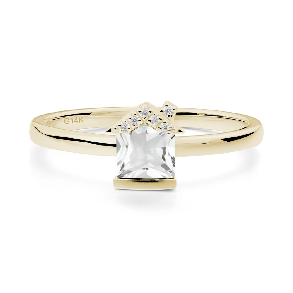 Creative Princess Cut White Topaz Ring - LUO Jewelry #metal_14k yellow gold