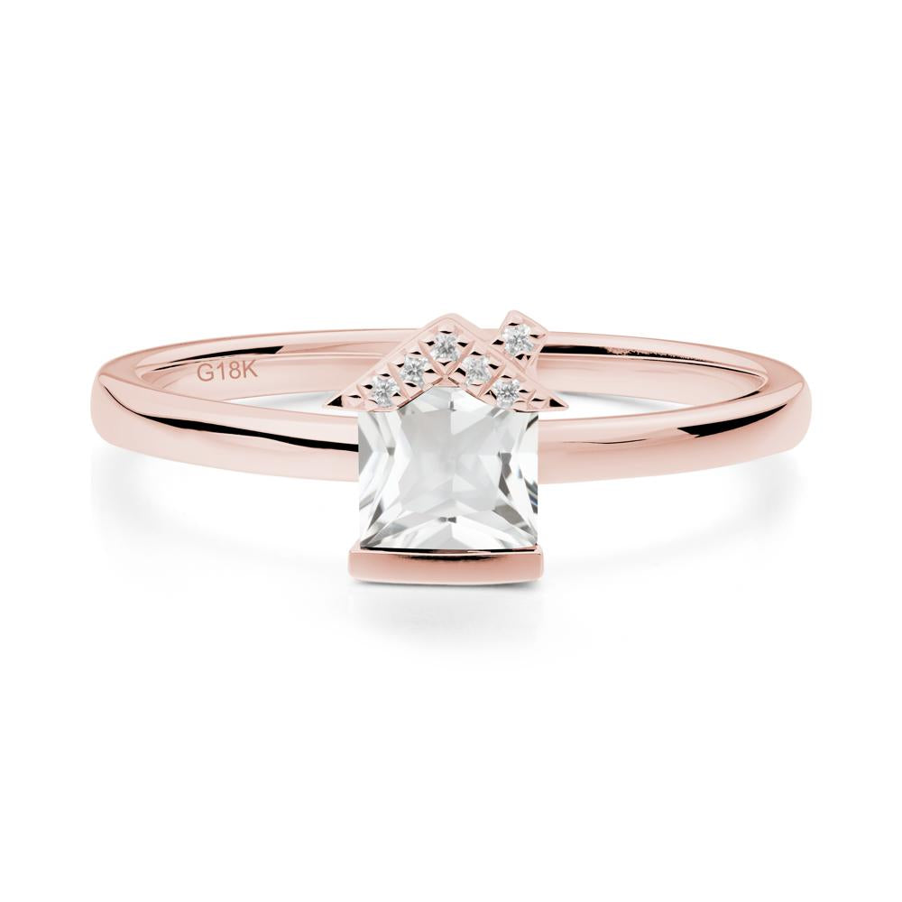 Creative Princess Cut White Topaz Ring - LUO Jewelry #metal_18k rose gold