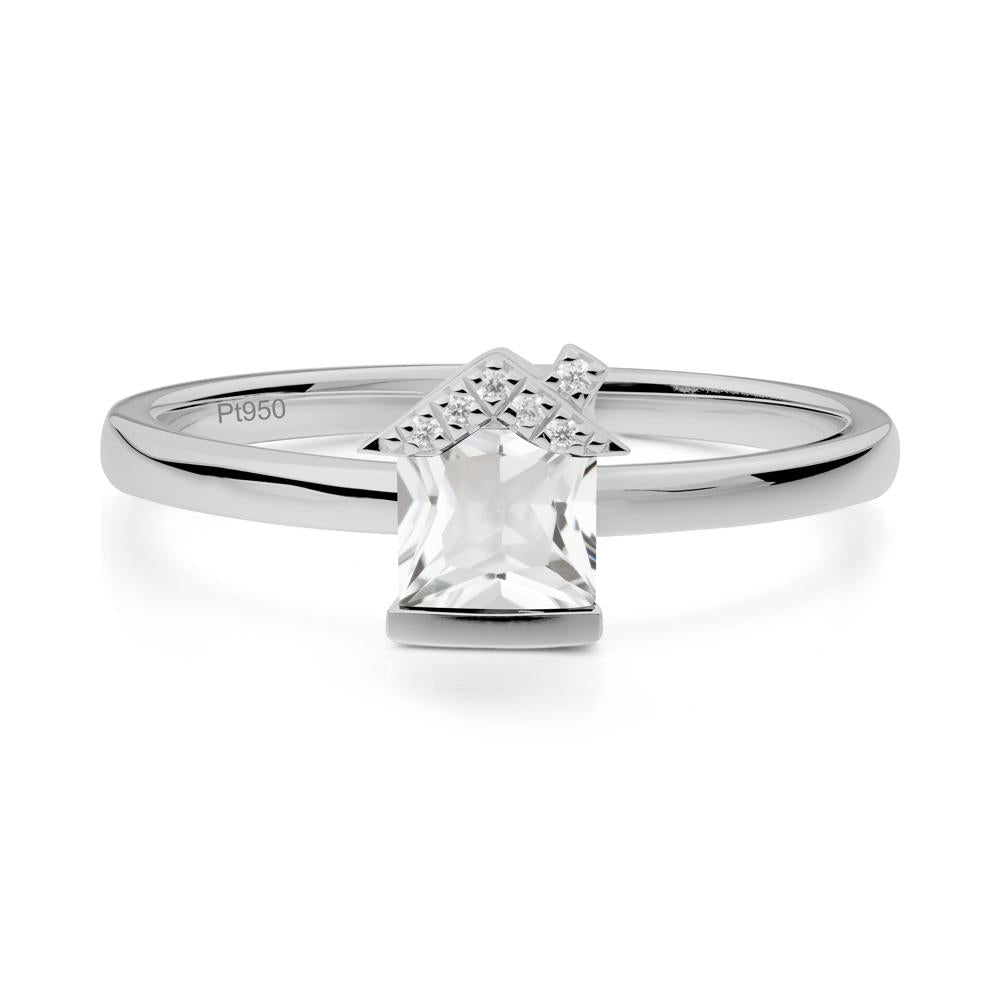 Creative Princess Cut White Topaz Ring - LUO Jewelry #metal_platinum