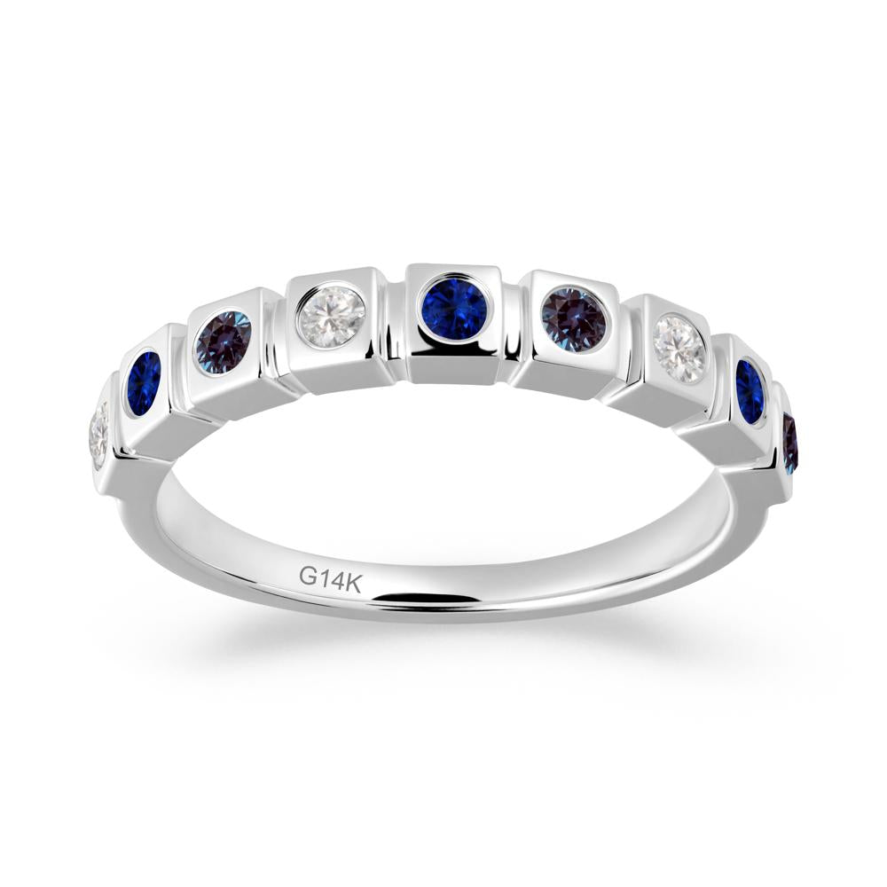 Alexandrite and Cubic Zirconia and Sapphire Multi-Stone Ring - LUO Jewelry #metal_14k white gold