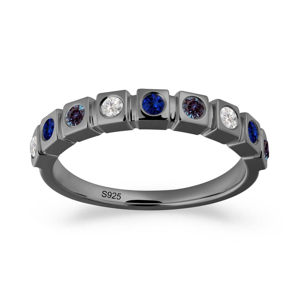 Alexandrite and Cubic Zirconia and Sapphire Multi-Stone Ring - LUO Jewelry #metal_black finish sterling silver