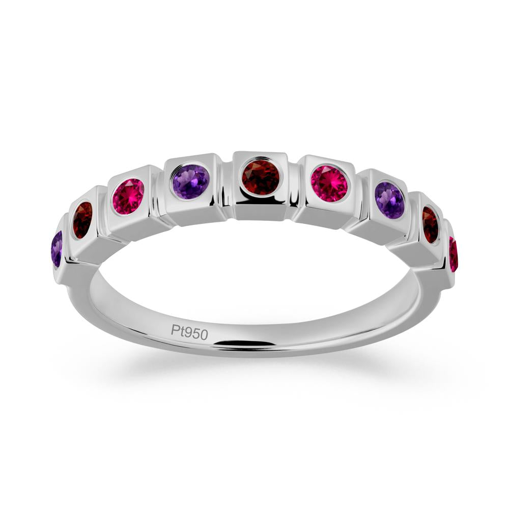 Amethyst and Ruby and Garnet Multi-Stone Ring - LUO Jewelry #metal_platinum