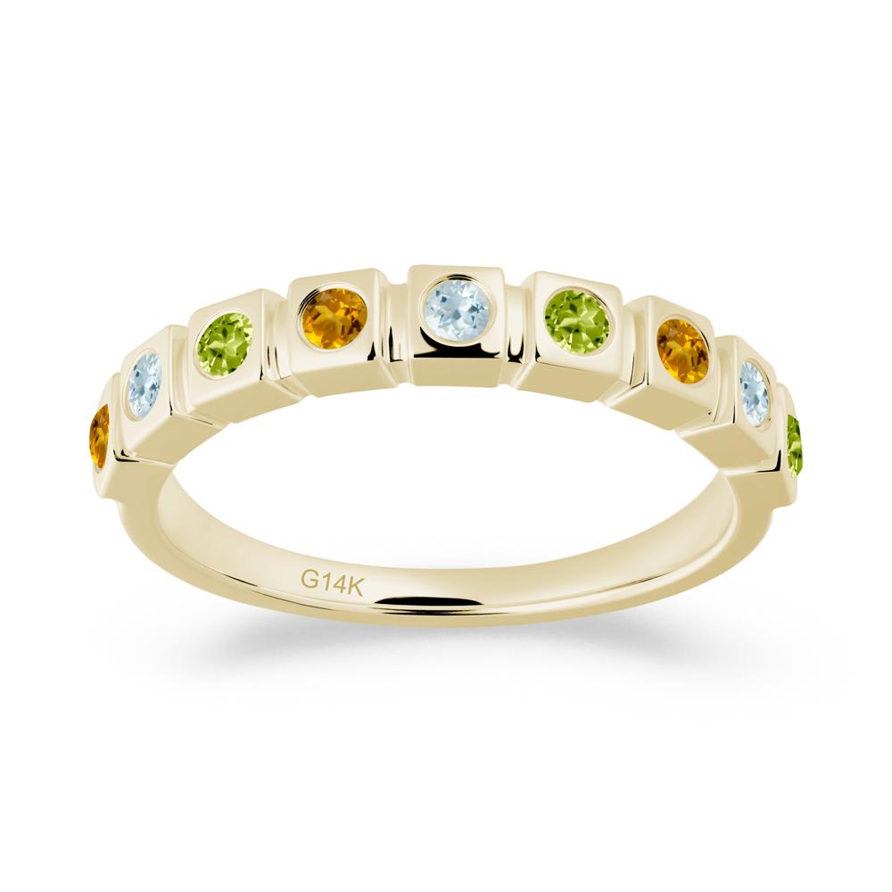 Rainbow Aquamarine and Peridot and Citrine Eternity Ring - LUO Jewelry #metal_14k yellow gold