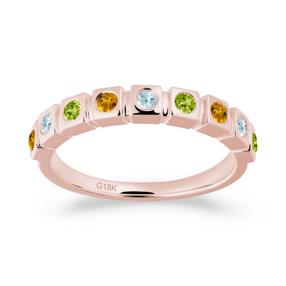 Rainbow Aquamarine and Peridot and Citrine Eternity Ring - LUO Jewelry #metal_18k rose gold