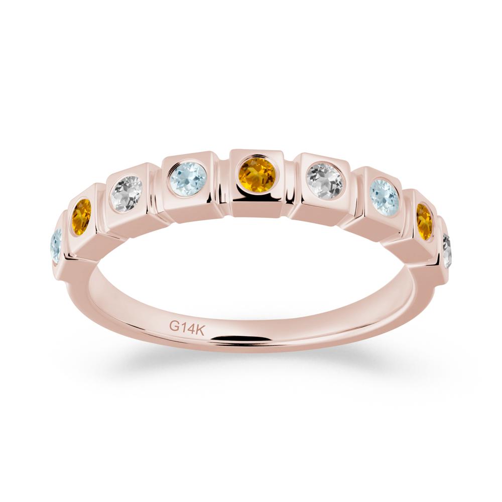 White Topaz and Aquamarine and Citrine Multi-Stone Ring - LUO Jewelry #metal_14k rose gold