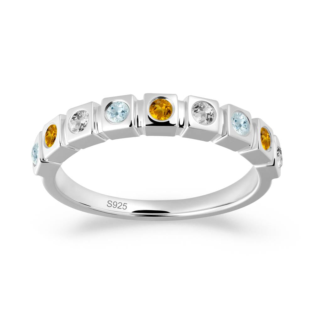 White Topaz and Aquamarine and Citrine Multi-Stone Ring - LUO Jewelry #metal_sterling silver