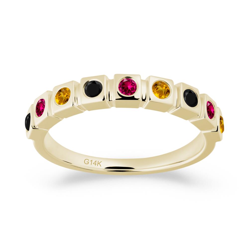 Rainbow Black Spinel and Ruby and Citrine Eternity Ring - LUO Jewelry #metal_14k yellow gold