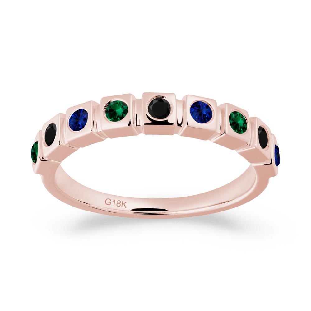 Rainbow Black Spinel and Emerald and Sapphire Eternity Ring - LUO Jewelry #metal_18k rose gold