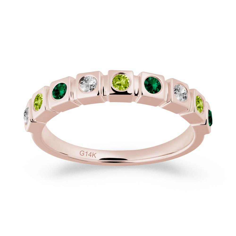 Peridot and Emerald and White Topaz Multi-Stone Ring - LUO Jewelry #metal_14k rose gold