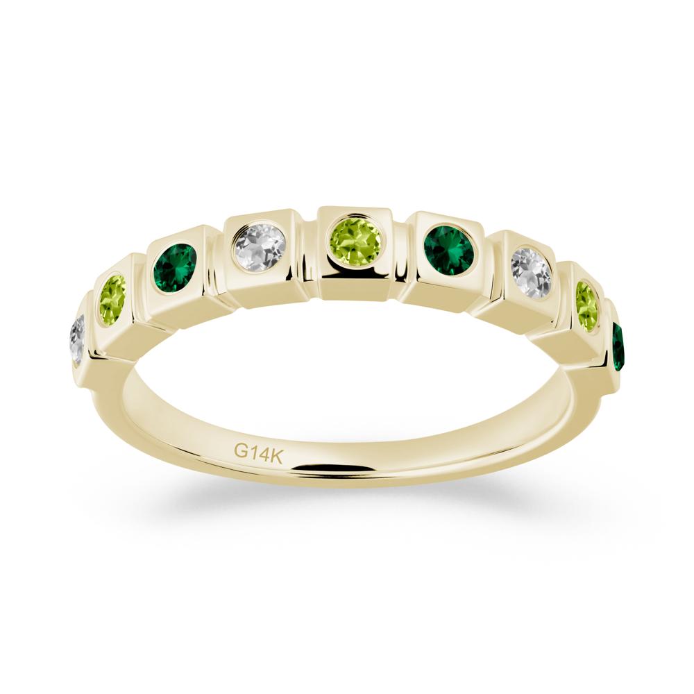 Peridot and Emerald and White Topaz Multi-Stone Ring - LUO Jewelry #metal_14k yellow gold