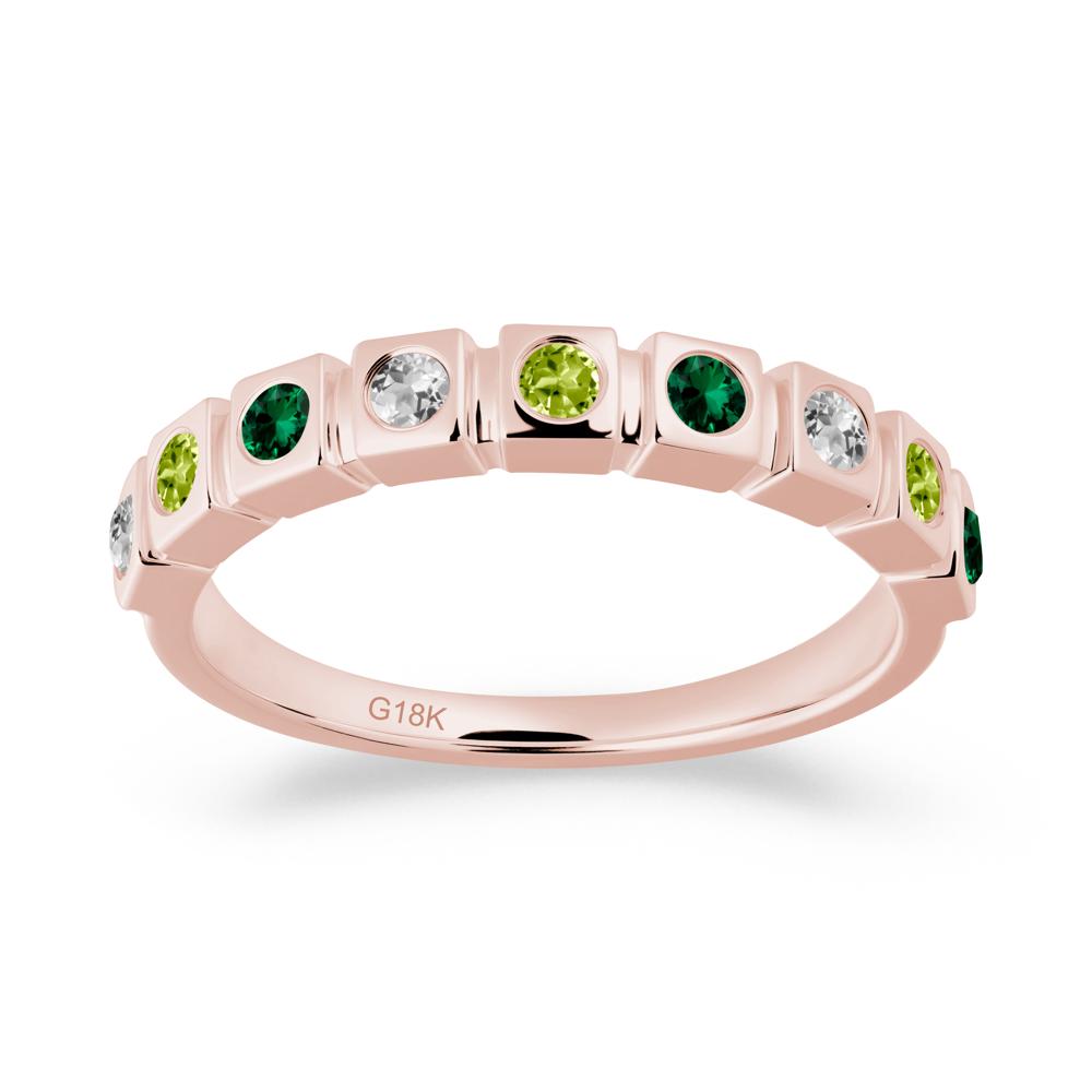 Peridot and Emerald and White Topaz Multi-Stone Ring - LUO Jewelry #metal_18k rose gold