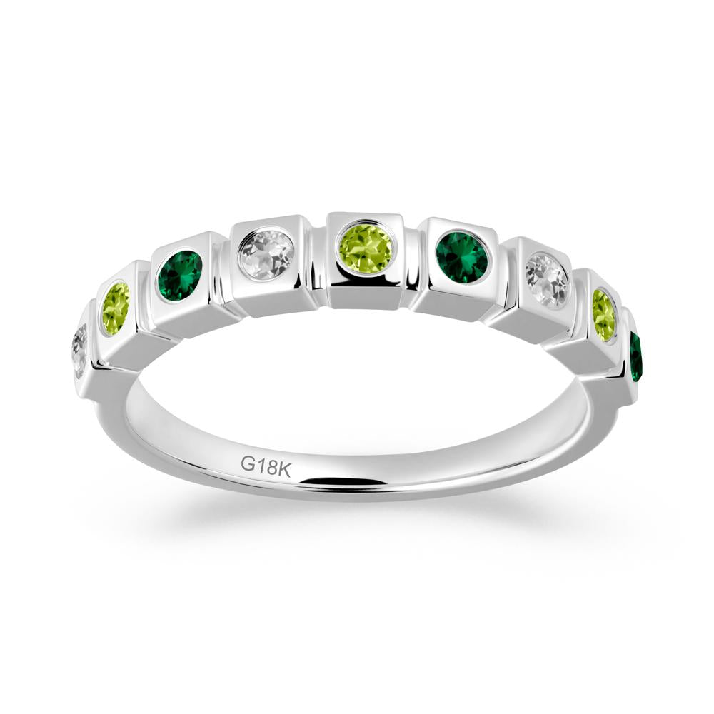 Peridot and Emerald and White Topaz Multi-Stone Ring - LUO Jewelry #metal_18k white gold