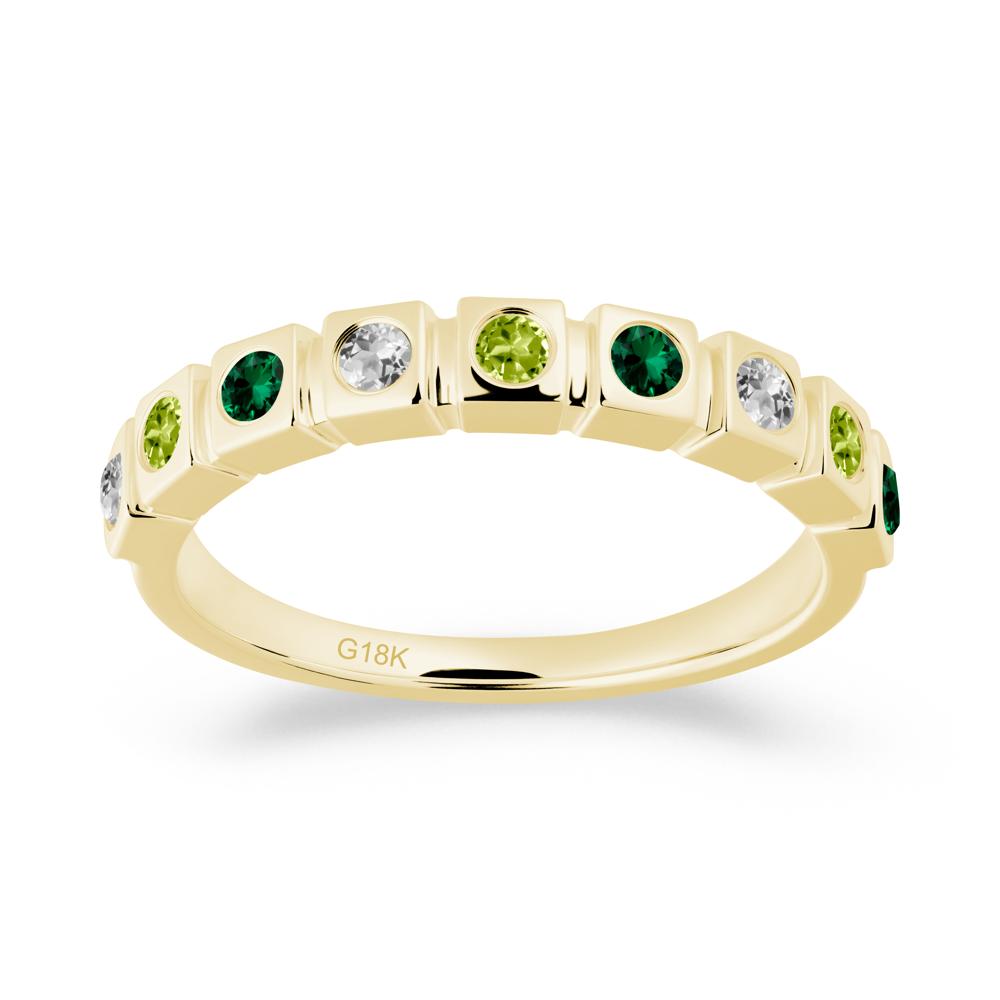 Peridot and Emerald and White Topaz Multi-Stone Ring - LUO Jewelry #metal_18k yellow gold