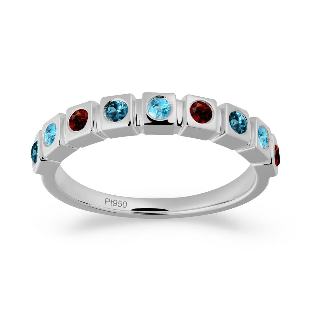 London Blue Topaz and Garnet and Sapphire Multi-Stone Ring - LUO Jewelry #metal_platinum