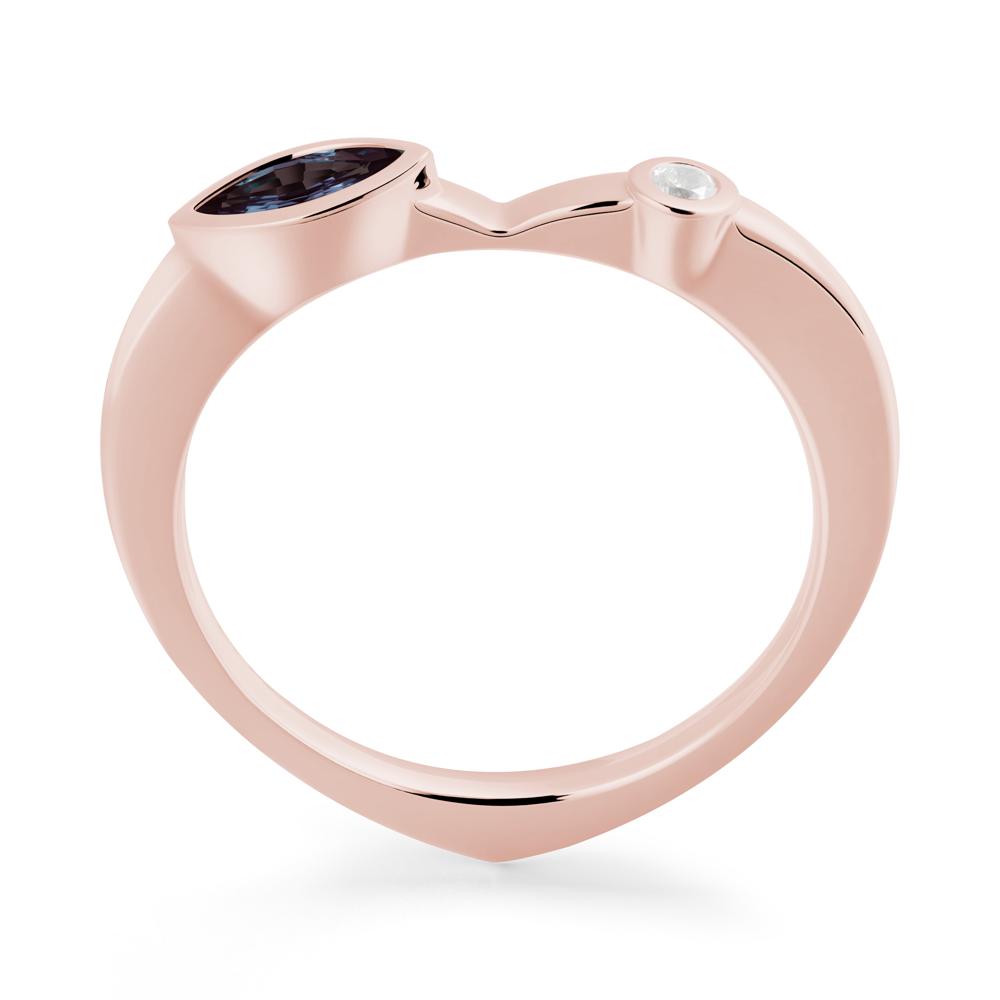 Bezel Set Marquise Alexandrite Promise Ring - LUO Jewelry #metal_18k rose gold