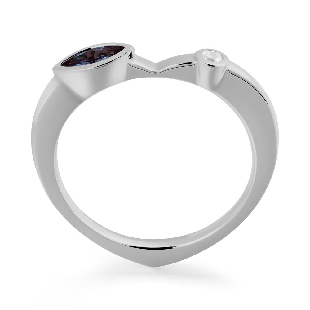 Bezel Set Marquise Alexandrite Promise Ring - LUO Jewelry #metal_platinum