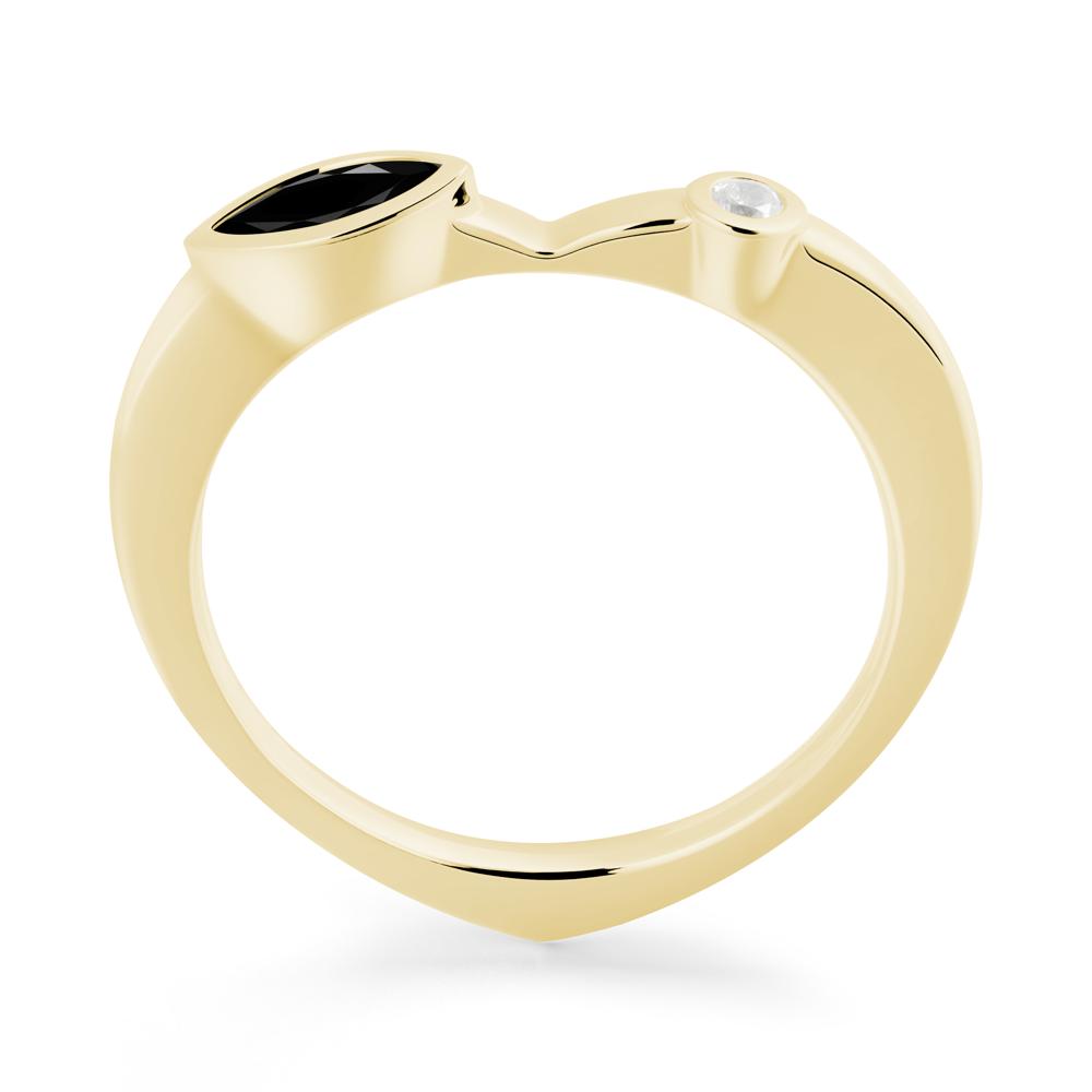 Black Spinel Ring with Hidden Heart Design - LUO Jewelry #metal_18k yellow gold