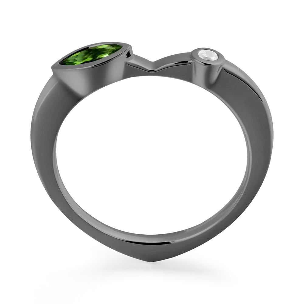 Bezel Set Marquise Diopside Promise Ring - LUO Jewelry #metal_black finish sterling silver