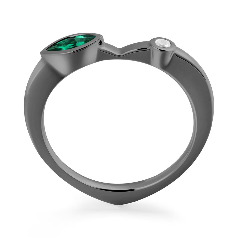 Emerald Ring with Hidden Heart Design - LUO Jewelry #metal_black finish sterling silver